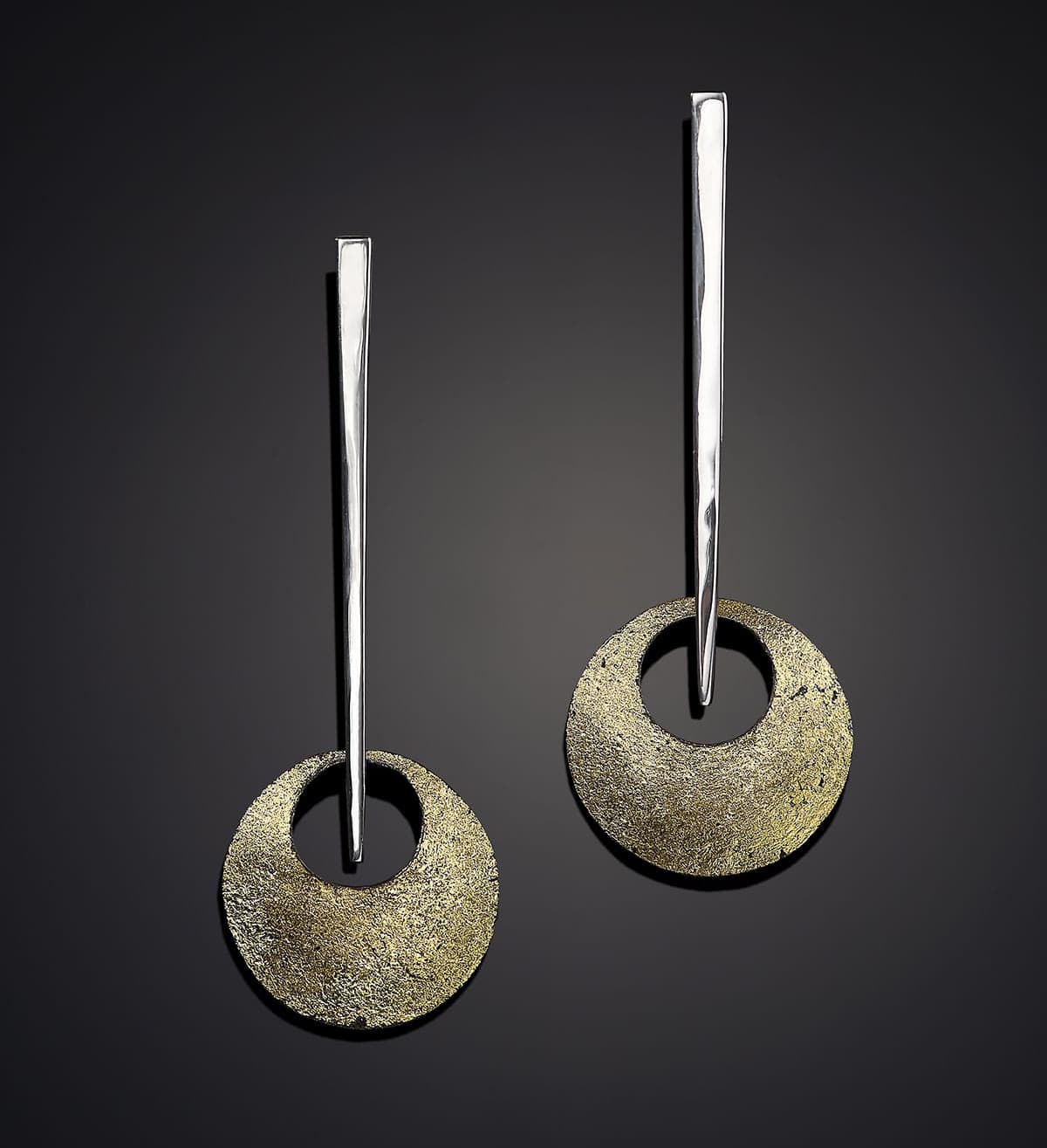 silver & gold leaf earrings