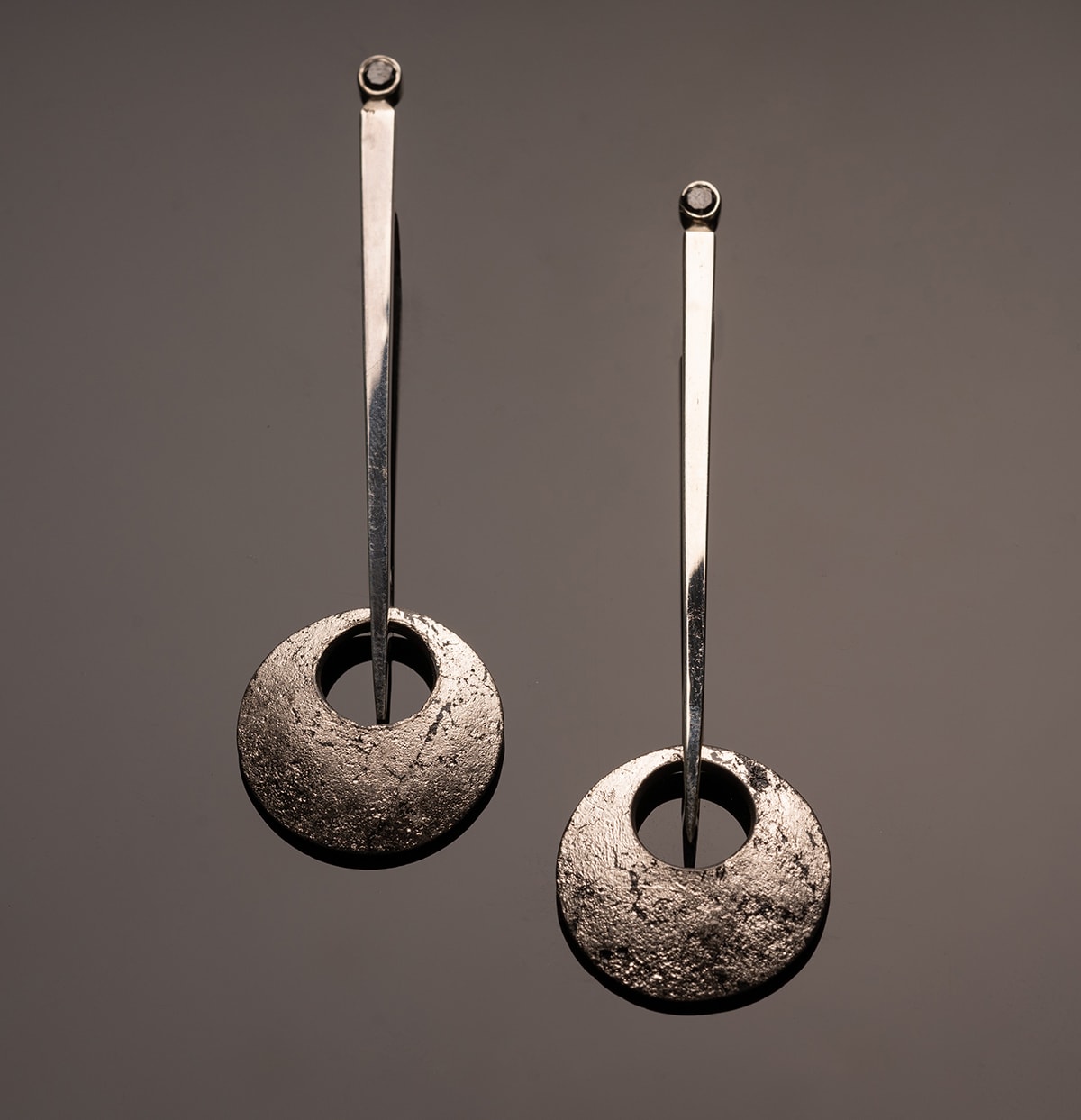 silver earrings with diamonds